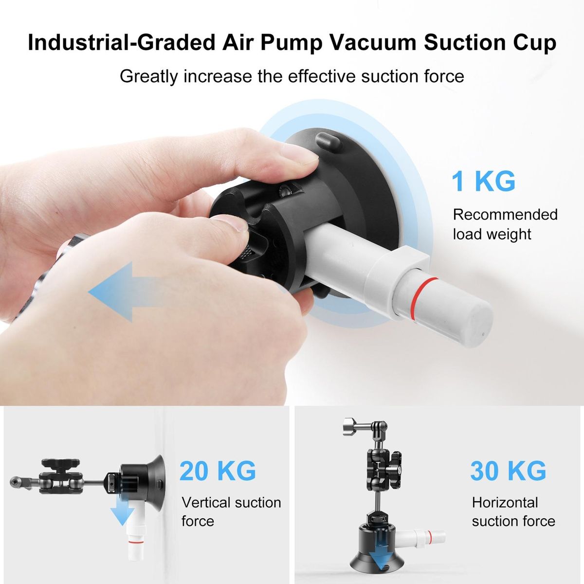 PULUZ PU844B 3 Inch Suction Cup Mount Quick Release Aluminum Alloy 30kg Horizontal Suction Force with 1/4 Inch & 3/8 Inch Screw Holes