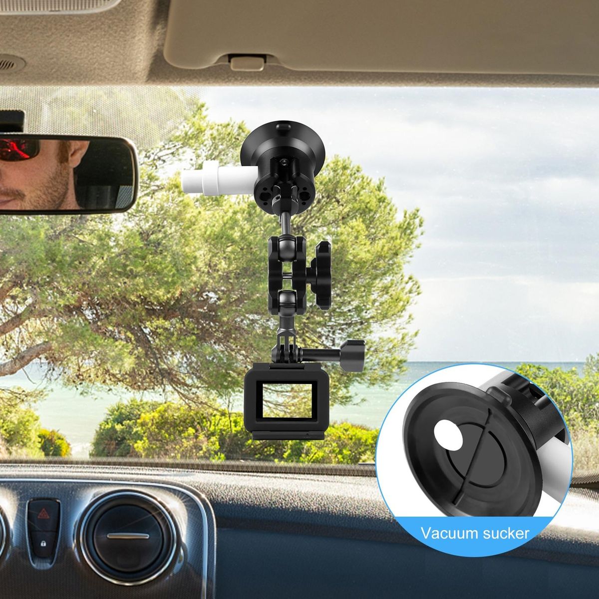 PULUZ PU844B 3 Inch Suction Cup Mount Quick Release Aluminum Alloy 30kg Horizontal Suction Force with 1/4 Inch & 3/8 Inch Screw Holes