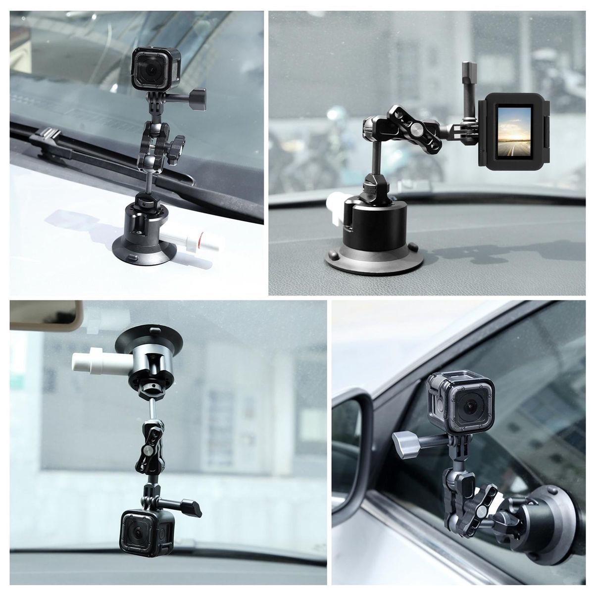 PULUZ PU844B 3 Inch Suction Cup Mount Quick Release Aluminum Alloy 30kg Horizontal Suction Force with 1/4 Inch & 3/8 Inch Screw Holes