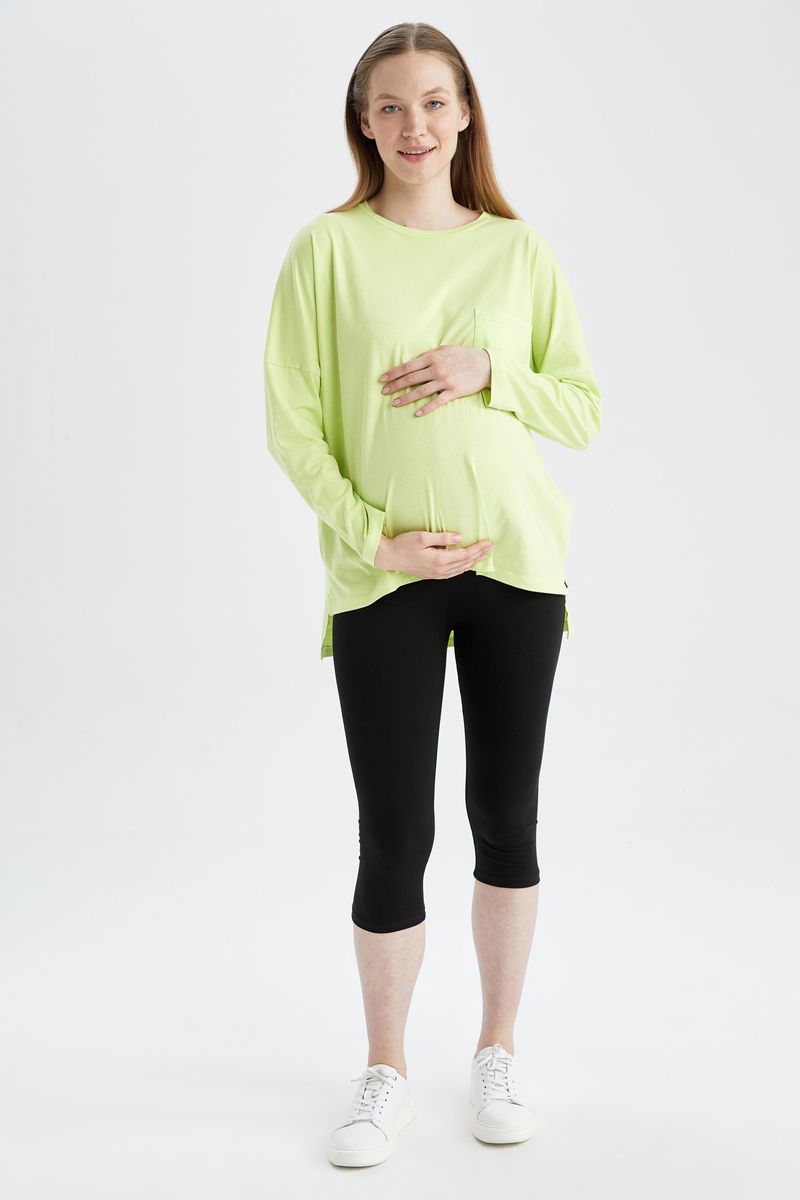 Woman Basic Maternity Wear Knitted Tops -Green