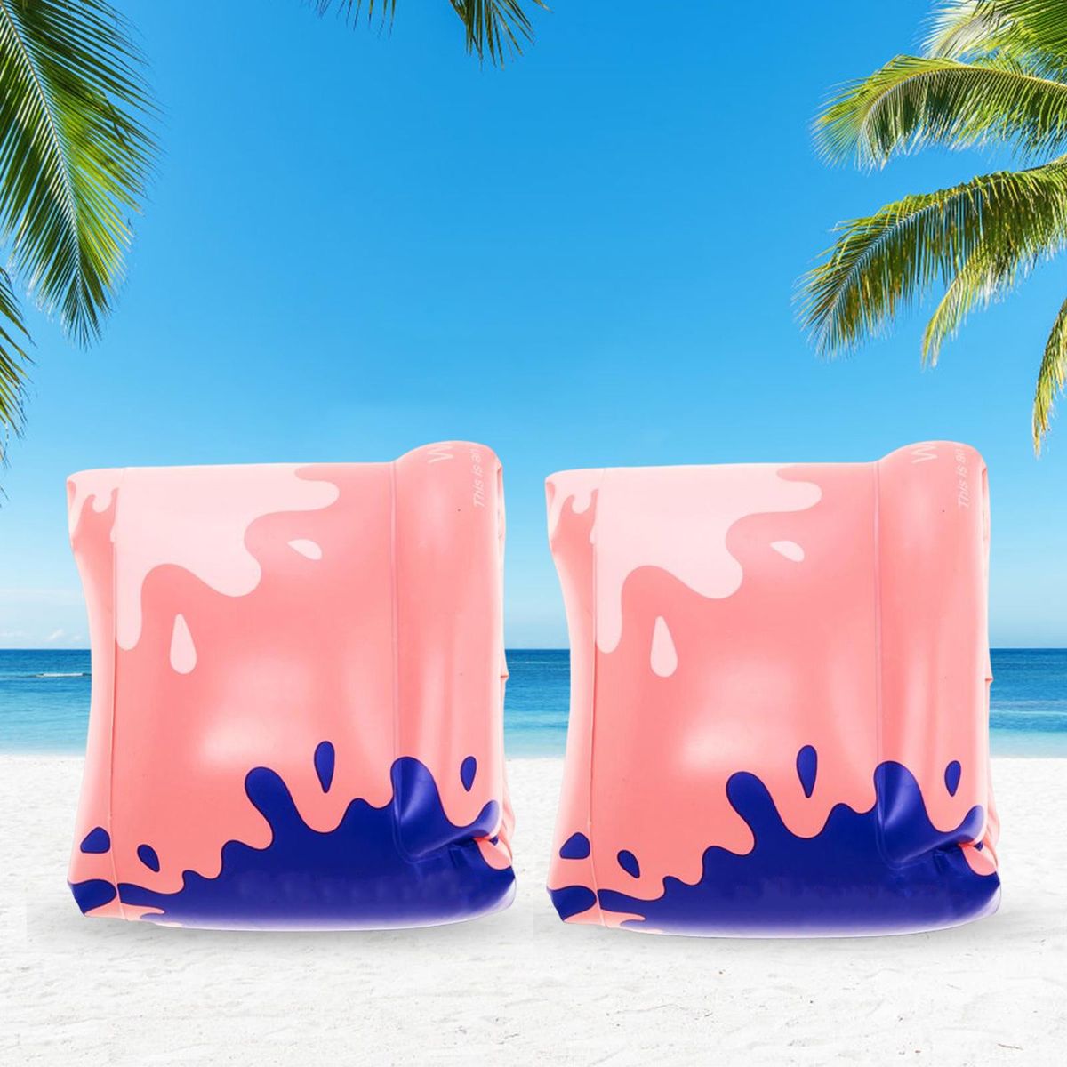 Swim Arm Bands Pool Swimming Arm Float Rings For Children Pink Round