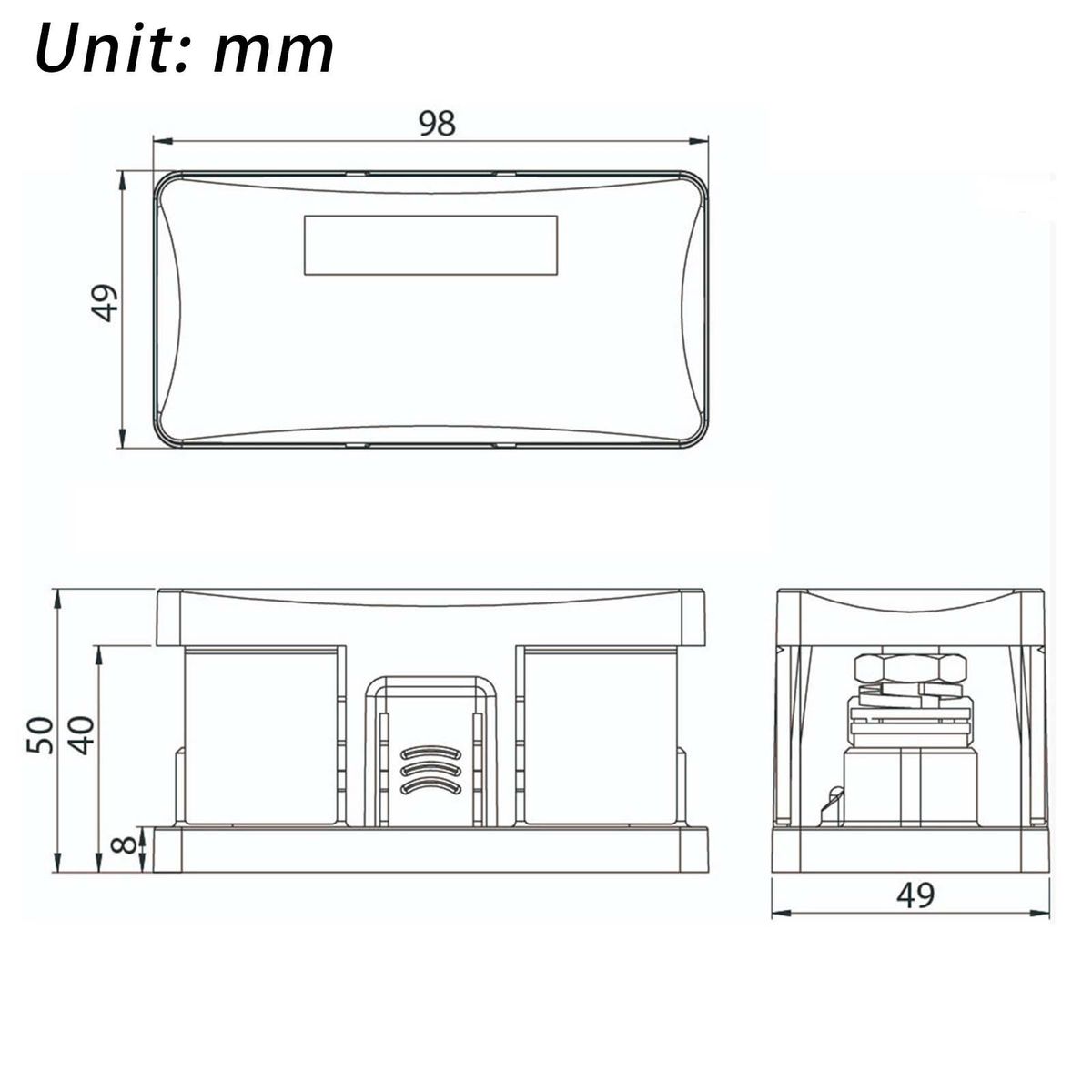Fuse Block Holder Vehicles Marine Truck M8 200A