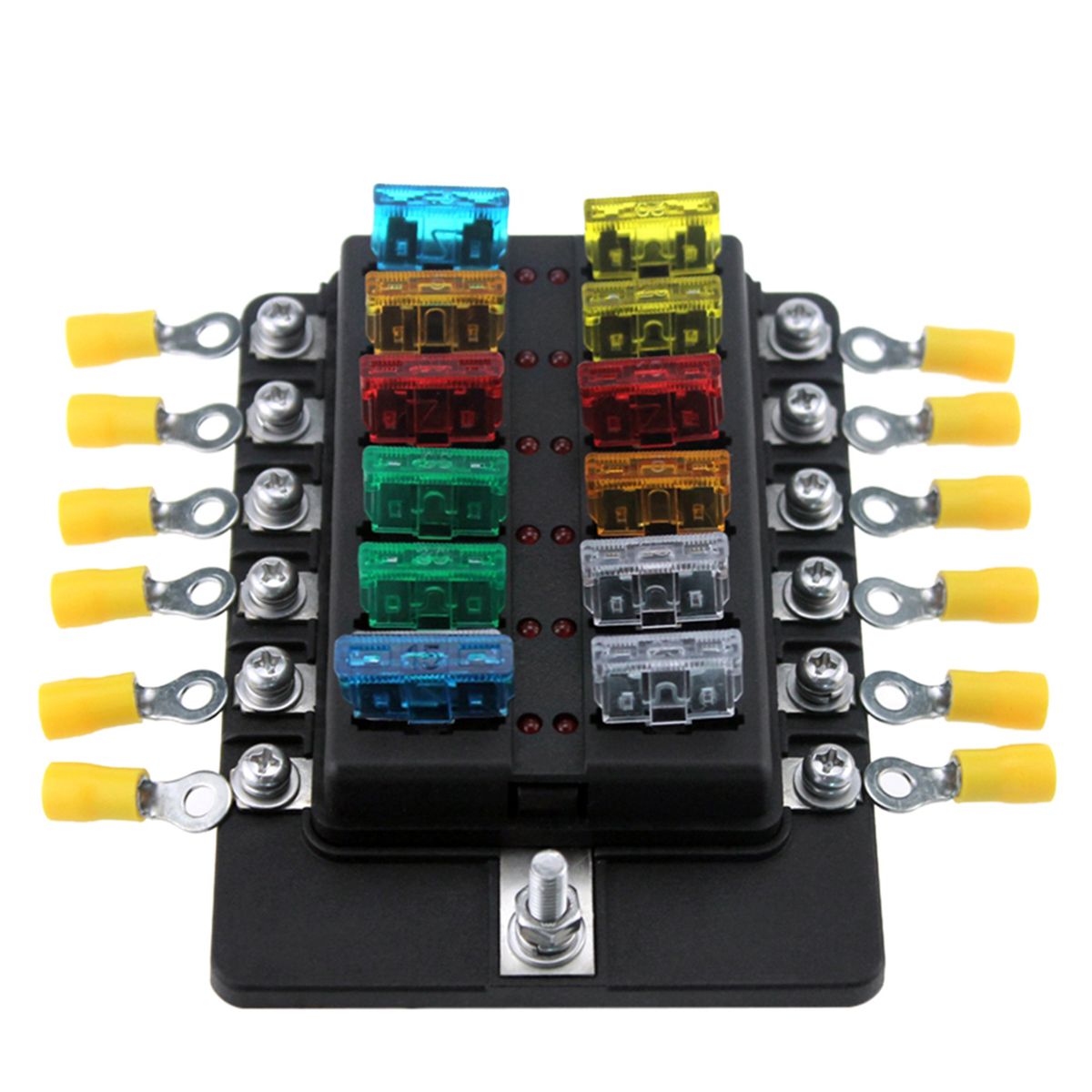12 Way Blade Fuse Box Holder Fuse Blocks With Red LED