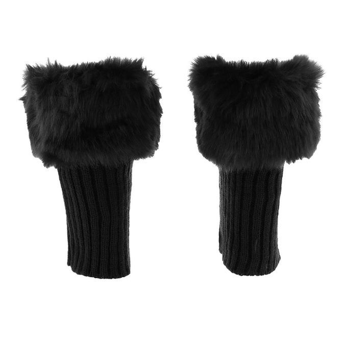 Fluffy Knit Boots Cuff  Trim Toppers Leg Warmer Boot Sock Black