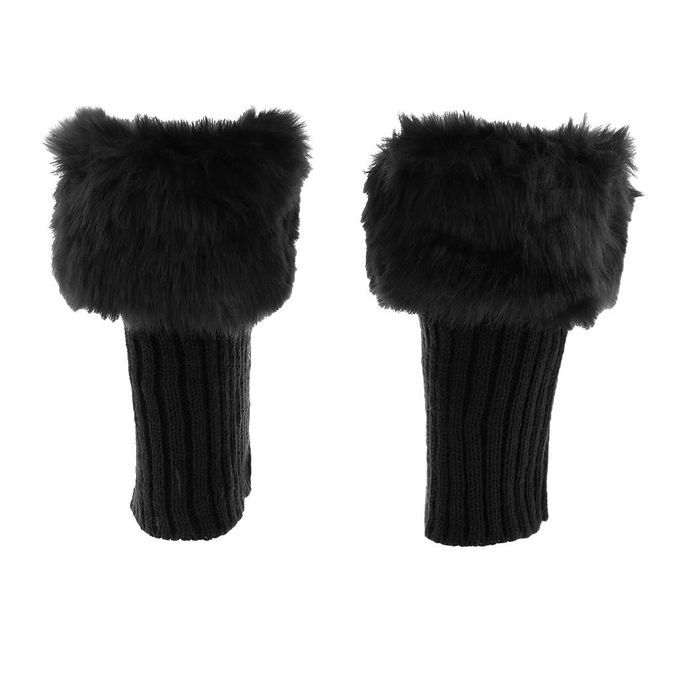 Fluffy Knit Boots Cuff  Trim Toppers Leg Warmer Boot Sock Black