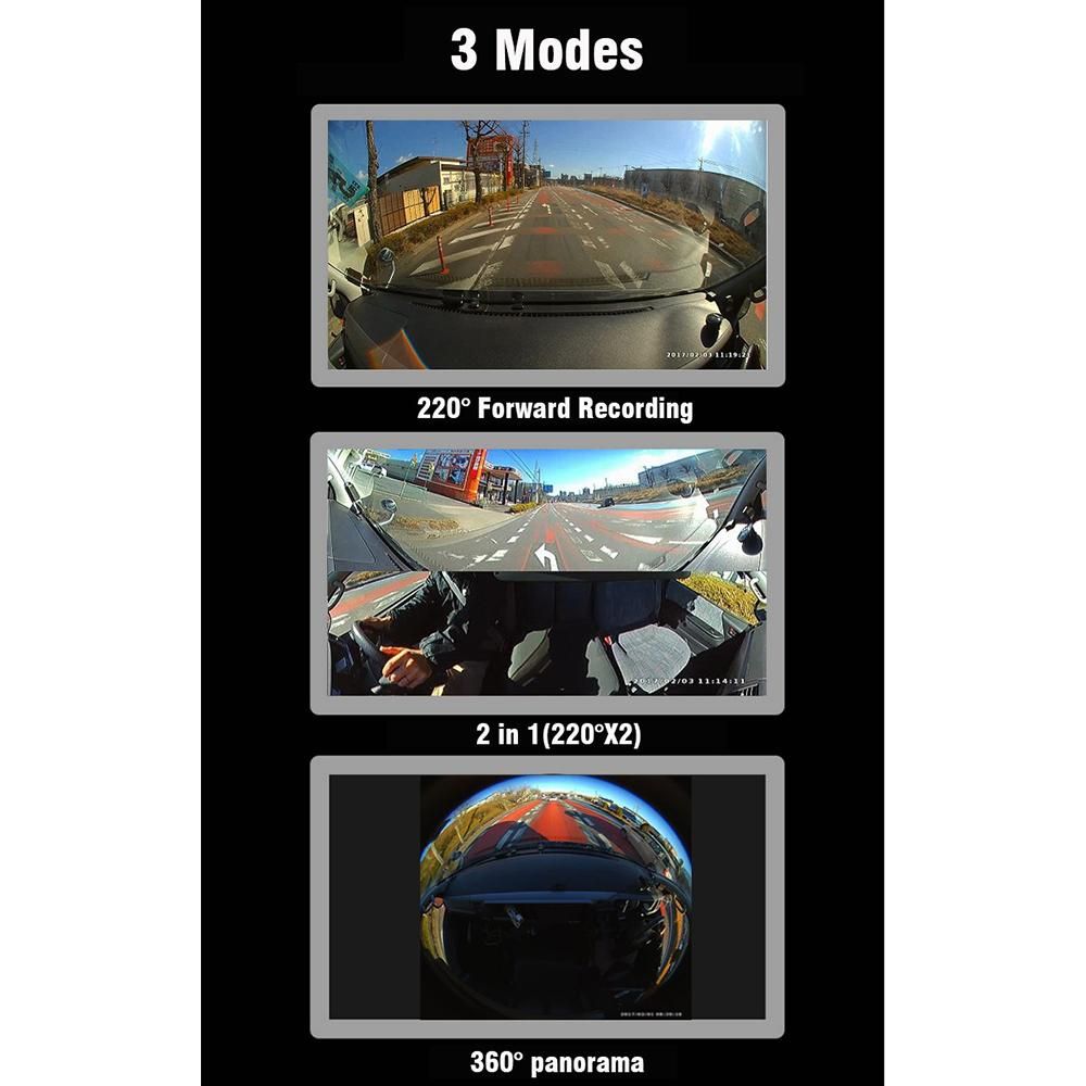 KKMOON Dash Cam 1080P 2.5" 360 Degree Panoramic WiFi Car Camera Full View HD Car DVR Recorder Hidden Camcorder Dash Cam Night Vision Fisheye len
