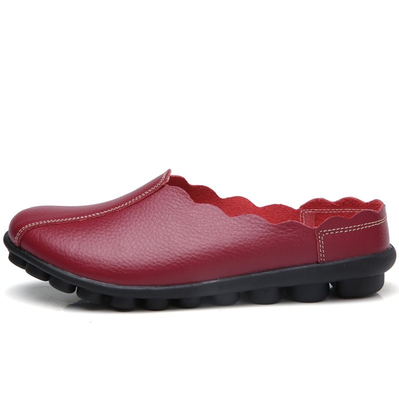 Womens Fashion Leather Slip-ons Outdoor Shoes