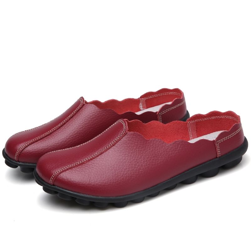Womens Fashion Leather Slip-ons Outdoor Shoes