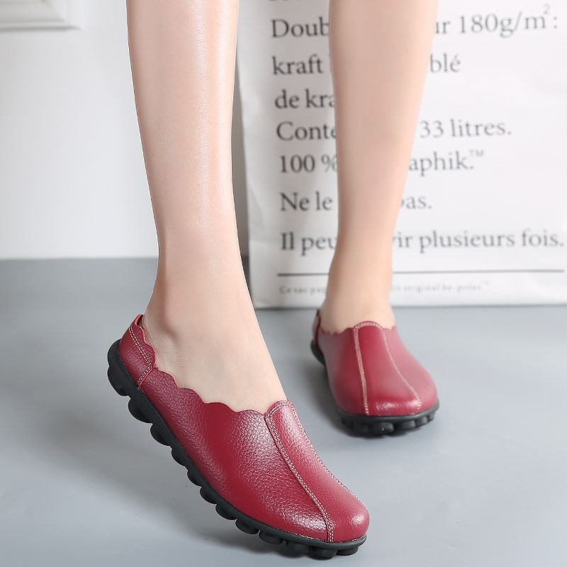 Womens Fashion Leather Slip-ons Outdoor Shoes