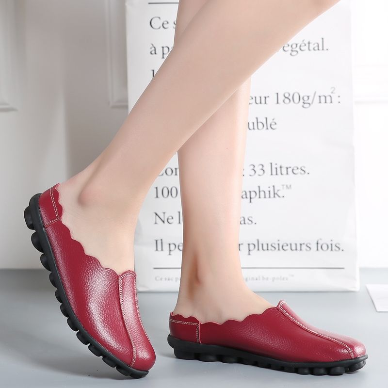 Womens Fashion Leather Slip-ons Outdoor Shoes