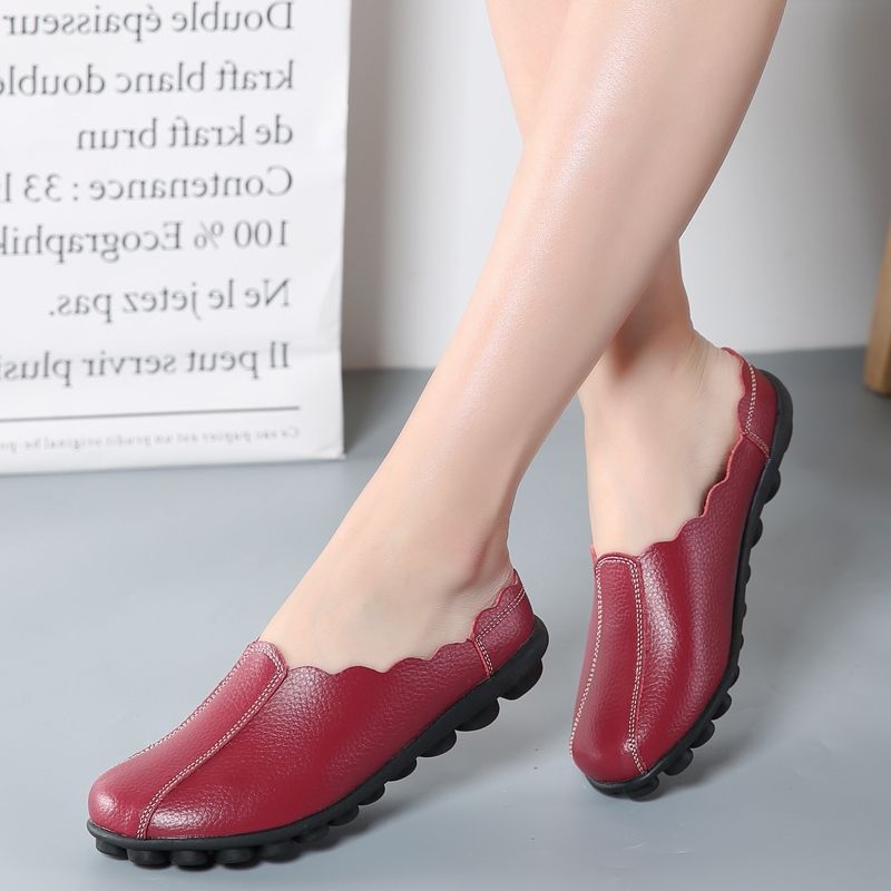 Womens Fashion Leather Slip-ons Outdoor Shoes