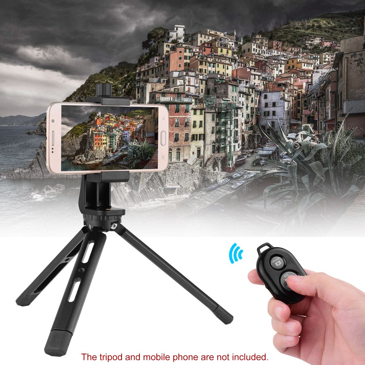 Adjustable Phone Clip ＋ BT Remote Shutter Set Tripod Mount
