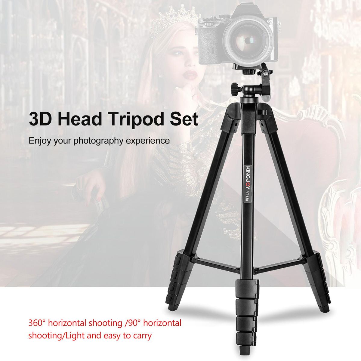 KINGJOY VT-688 675-inch Tripod Stand Desktop Tripod Stand 2kg/4.4lbs Load Capacity 5 Levels Height Adjustable with 1/4in Threaded Screw Pan Tilt Ballhead Phone Clip for Vlog Live Streaming Online Teaching Video Conference Tak