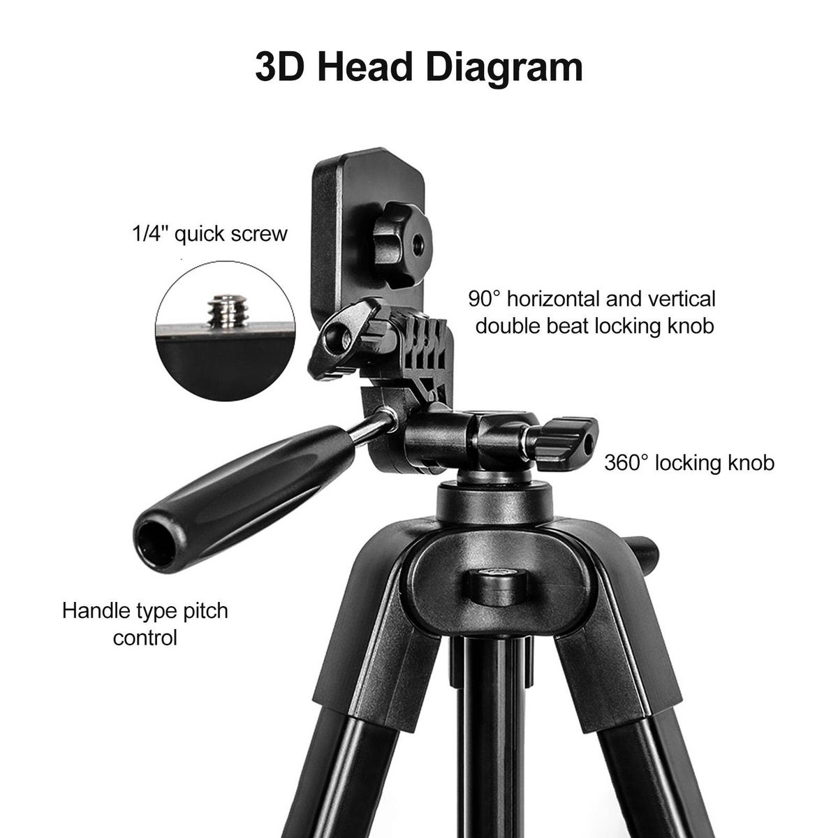 KINGJOY VT-688 675-inch Tripod Stand Desktop Tripod Stand 2kg/4.4lbs Load Capacity 5 Levels Height Adjustable with 1/4in Threaded Screw Pan Tilt Ballhead Phone Clip for Vlog Live Streaming Online Teaching Video Conference Tak