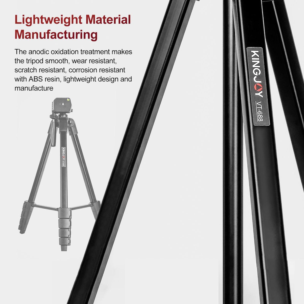 KINGJOY VT-688 675-inch Tripod Stand Desktop Tripod Stand 2kg/4.4lbs Load Capacity 5 Levels Height Adjustable with 1/4in Threaded Screw Pan Tilt Ballhead Phone Clip for Vlog Live Streaming Online Teaching Video Conference Tak