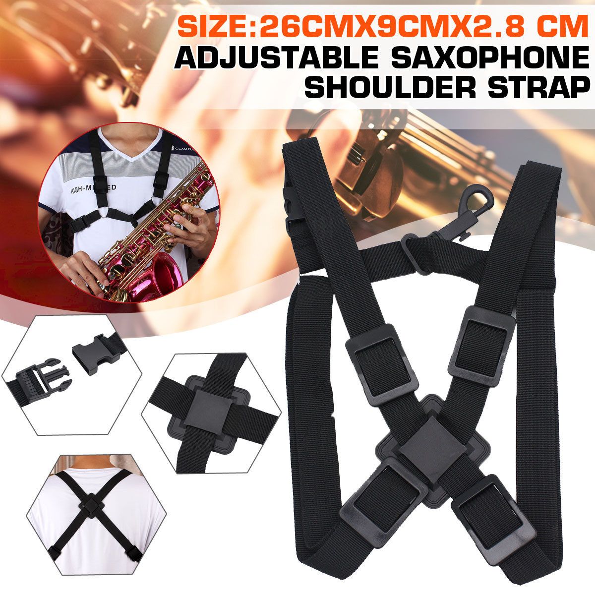 SLADE Adjustable Saxophone Sax Harness Shoulder Nylon Strap Belt For Alto/Tenor/Soprano Saxophone Parts Accessories