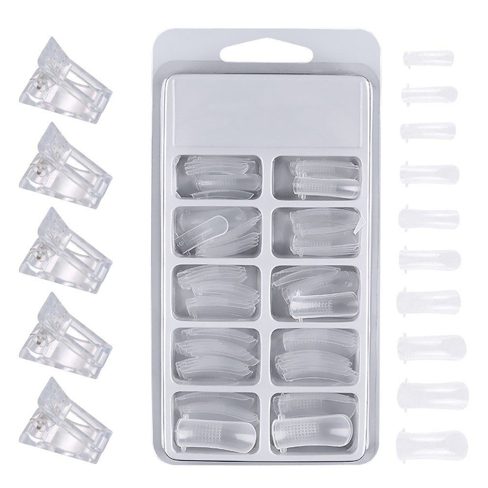 Nail Extension Set 100pcs Crystal Fake Nails 5pcs Extension