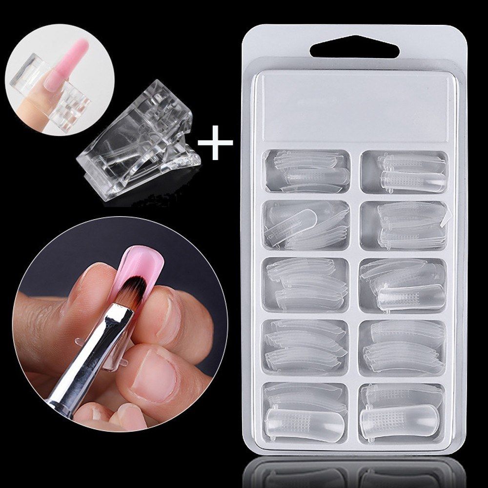 Nail Extension Set 100pcs Crystal Fake Nails 5pcs Extension