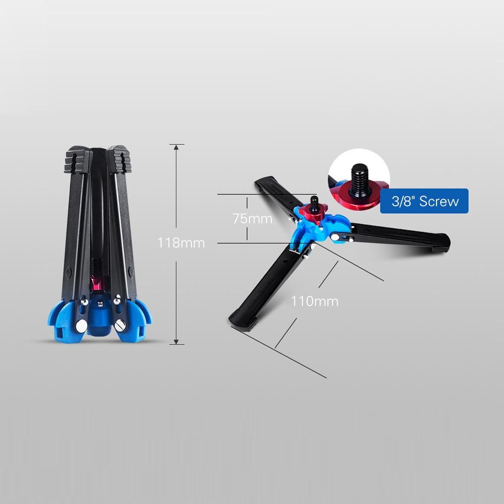 Manbily M-1 Portable Universal Mini Three Feet Support Tripod Stand Base Monopod Stand for Monopod Ball Head with 3/8" Screw