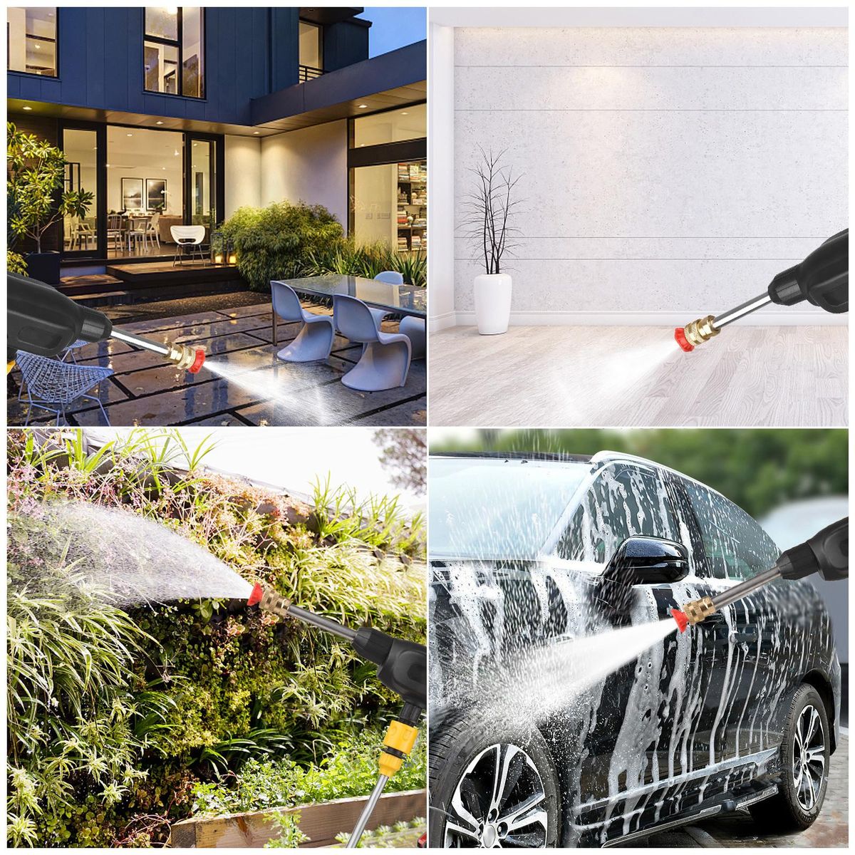 Cordless Pressure Washer 21V 22bar Portable Power Washer Cleaner Battery Powered High Pressure Car Washer Cleaner for Washing Cars Cleaning Floors Watering Flowers