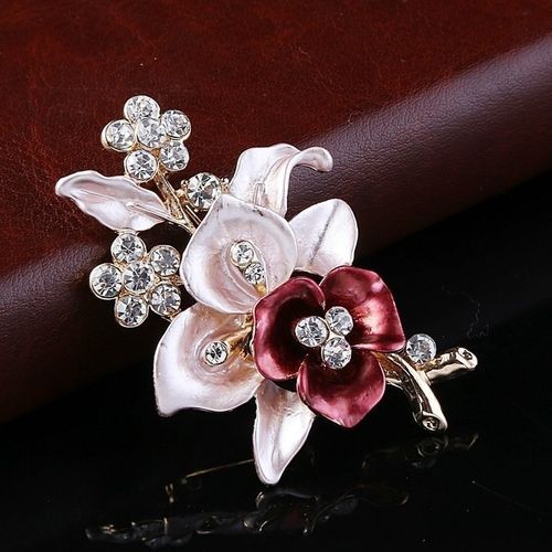 Creative Diamond-encrusted Flowers Shiny Rhinestone Brooch