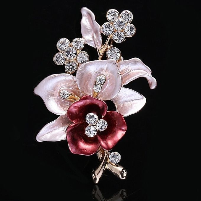 Creative Diamond-encrusted Flowers Shiny Rhinestone Brooch