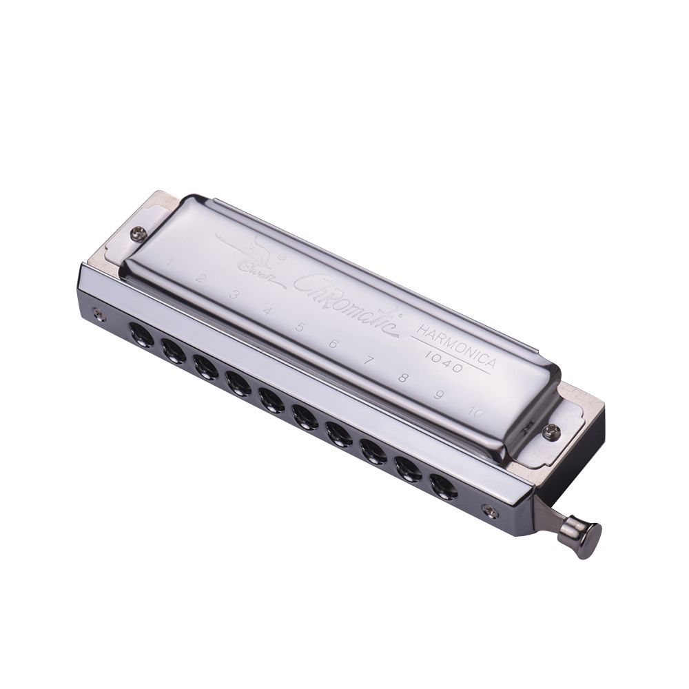 Swan Chromatic Harmonica 10 Holes 40 Tones Key Of C Silver