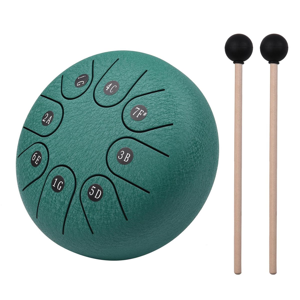 6-inch Mini 8-Tone Steel Tongue Drum G Key Percussion Instrument Hand Pan Drum with Drum Mallets Carry Pouch Music Book