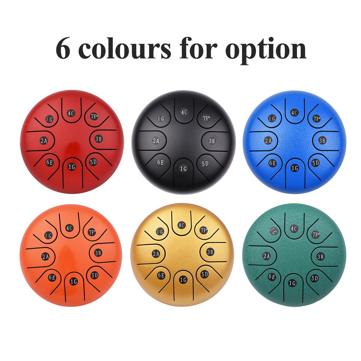6-inch Mini 8-Tone Steel Tongue Drum G Key Percussion Instrument Hand Pan Drum with Drum Mallets Carry Pouch Music Book