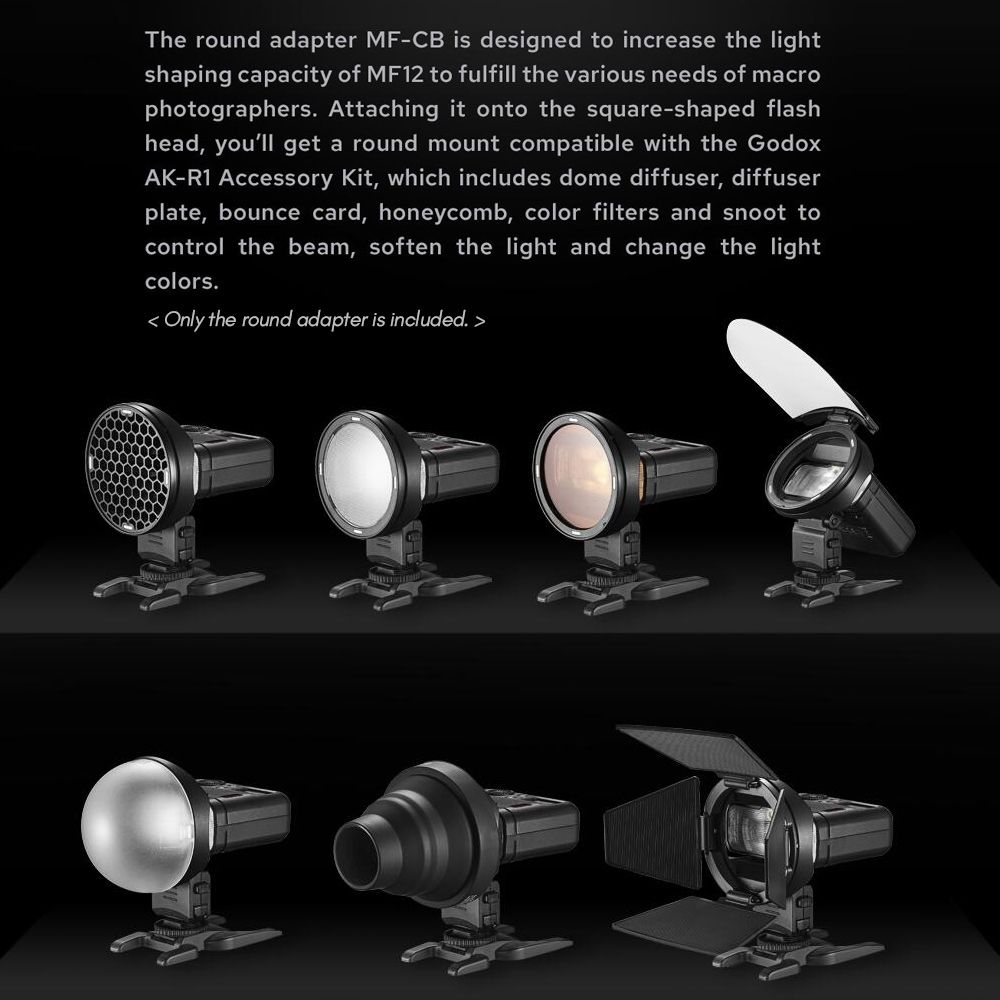 MF-CB Round Adapter For Godox MF12 Macro Flash AK-R1