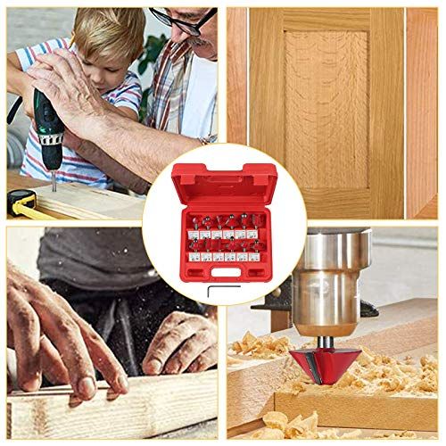 AMTOVL Router Bit Set 12PCS Tungsten Carbide Tipped Router B