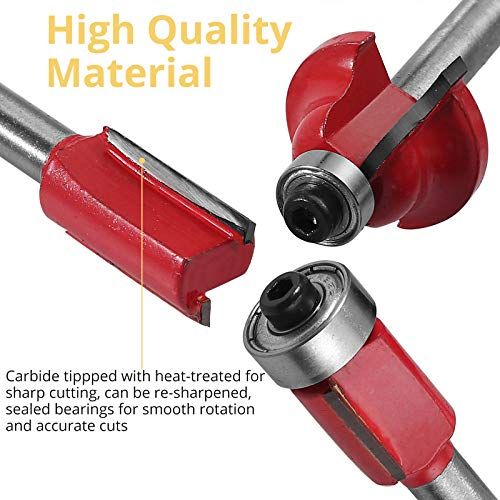 AMTOVL Router Bit Set 12PCS Tungsten Carbide Tipped Router B