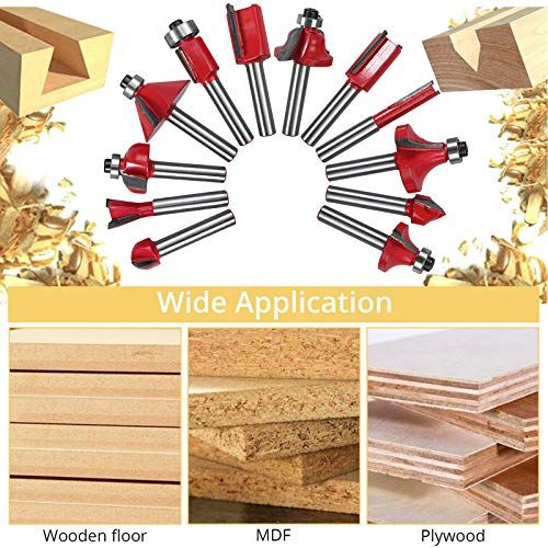 AMTOVL Router Bit Set 12PCS Tungsten Carbide Tipped Router B
