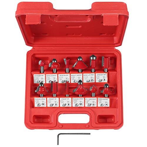 AMTOVL Router Bit Set 12PCS Tungsten Carbide Tipped Router B