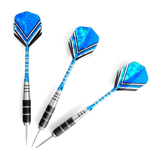 MT 6Pcs Steel Tip Darts Tungsten Barrel Aluminium Shafts Professional Dart Set-Sliver
