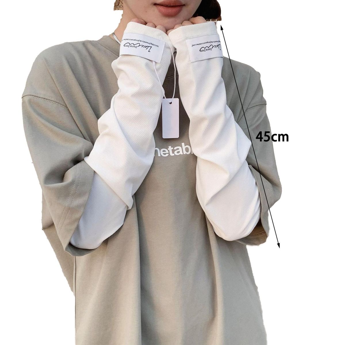 2Pcs Sleeve Wrap Thumb Hole Sunshade Sleeve Wrap White