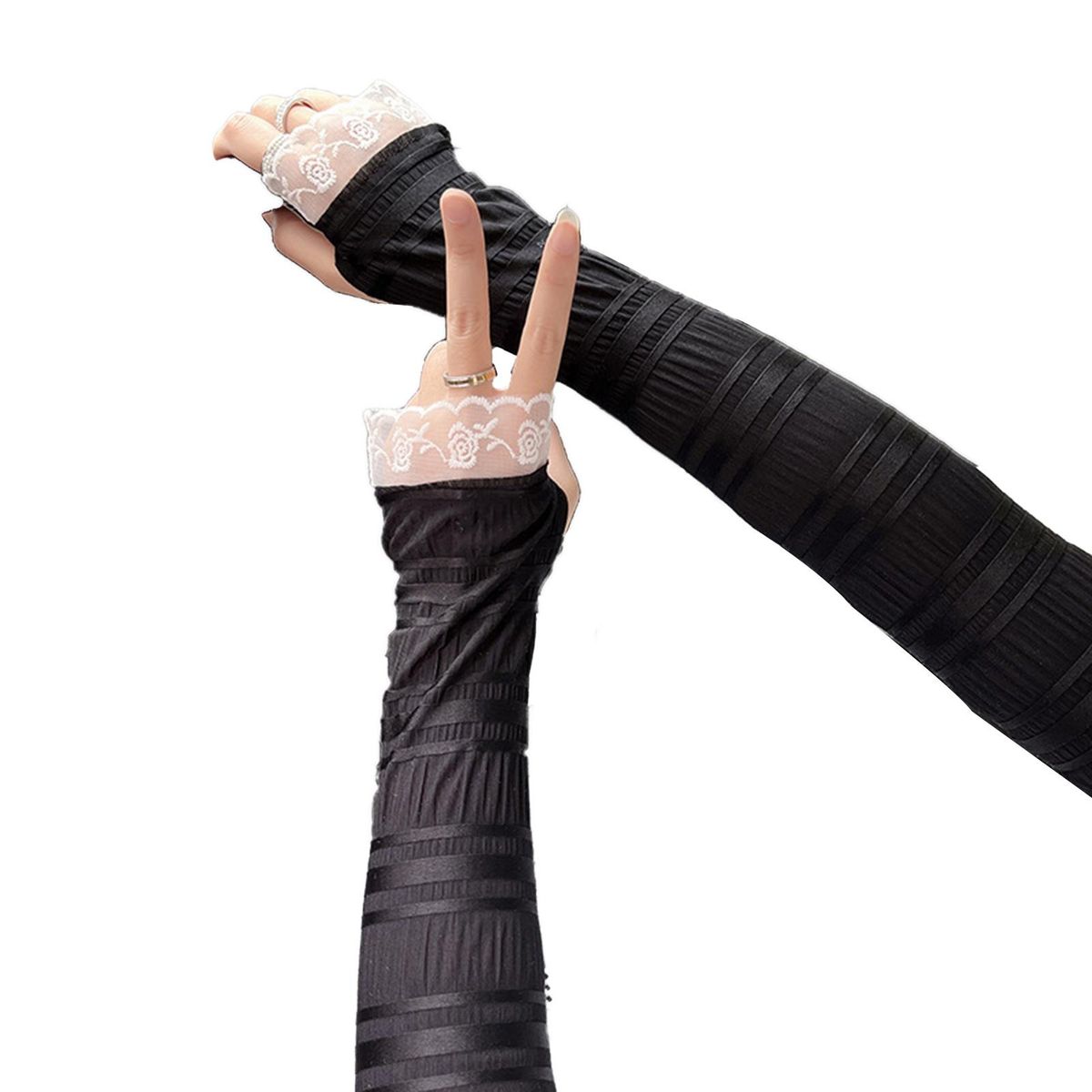1 Pair Cycling Arm Sleeves Basketball Cycling Arm Compression Sleeves Black