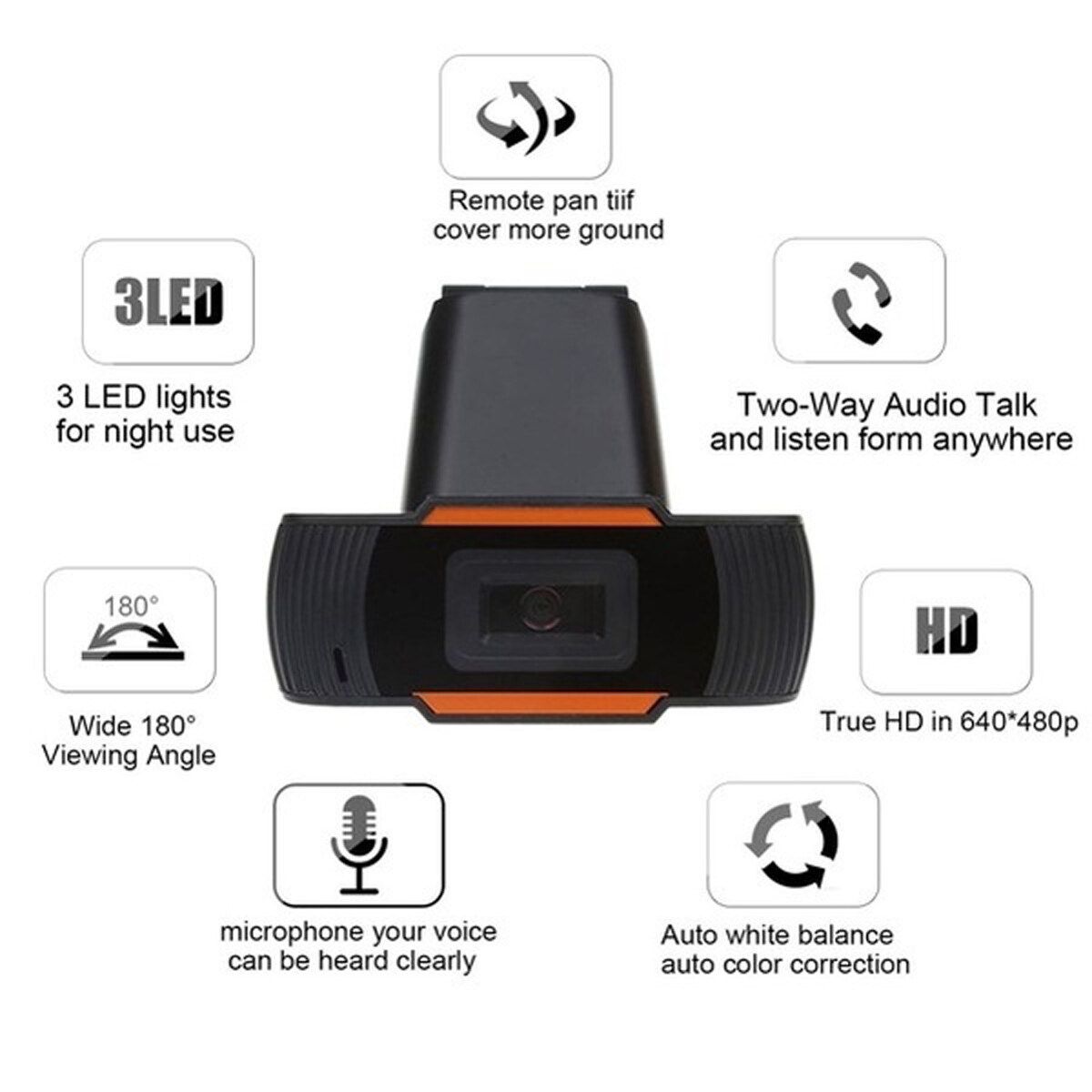 (Driverless) HD Fixed-Focus Webcam Video Recording USB Web Camera With Microphone For PC Laptop Desktop Netmeeting-Works Great With MSN, Yahoo And Skype 720P With Built-in Microphone