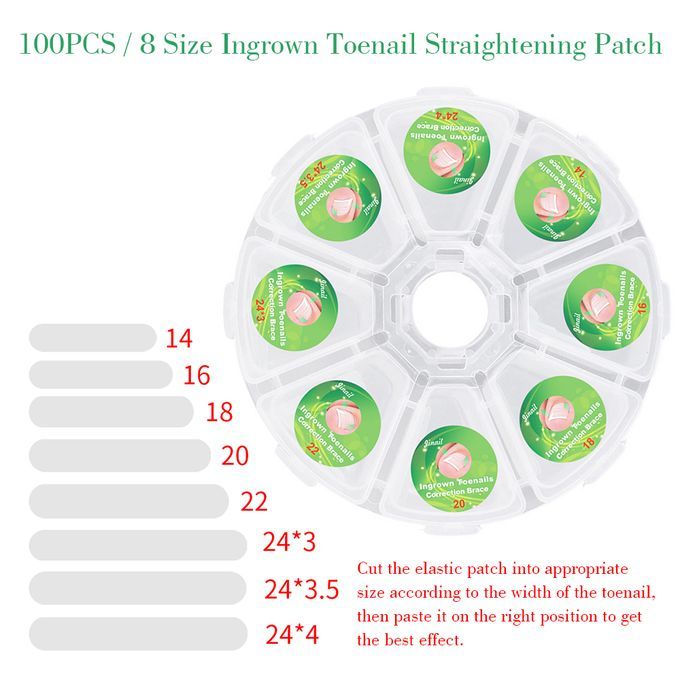 100PCS / 8 Size Ingrown Toenail Straightening Patch Toe