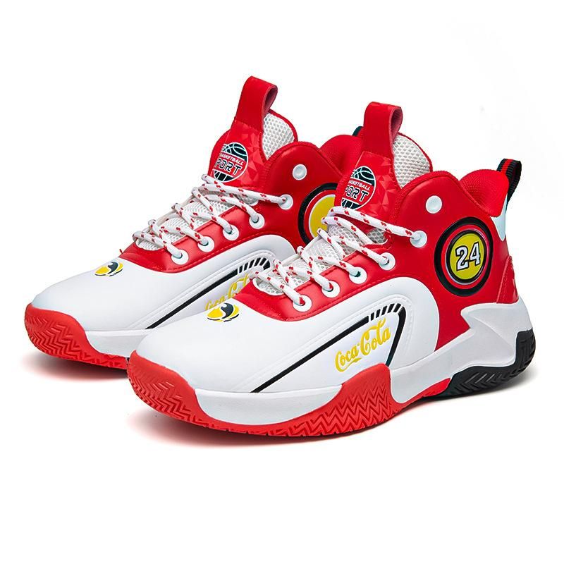 Boys basketball shoes leather waterproof basketball shoes Red