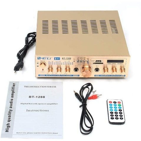 Bt-1288 Bluetooth Receiver  Karaoke Stereo 2ch Amplifier  Support Fm Usb Sd With Remote
