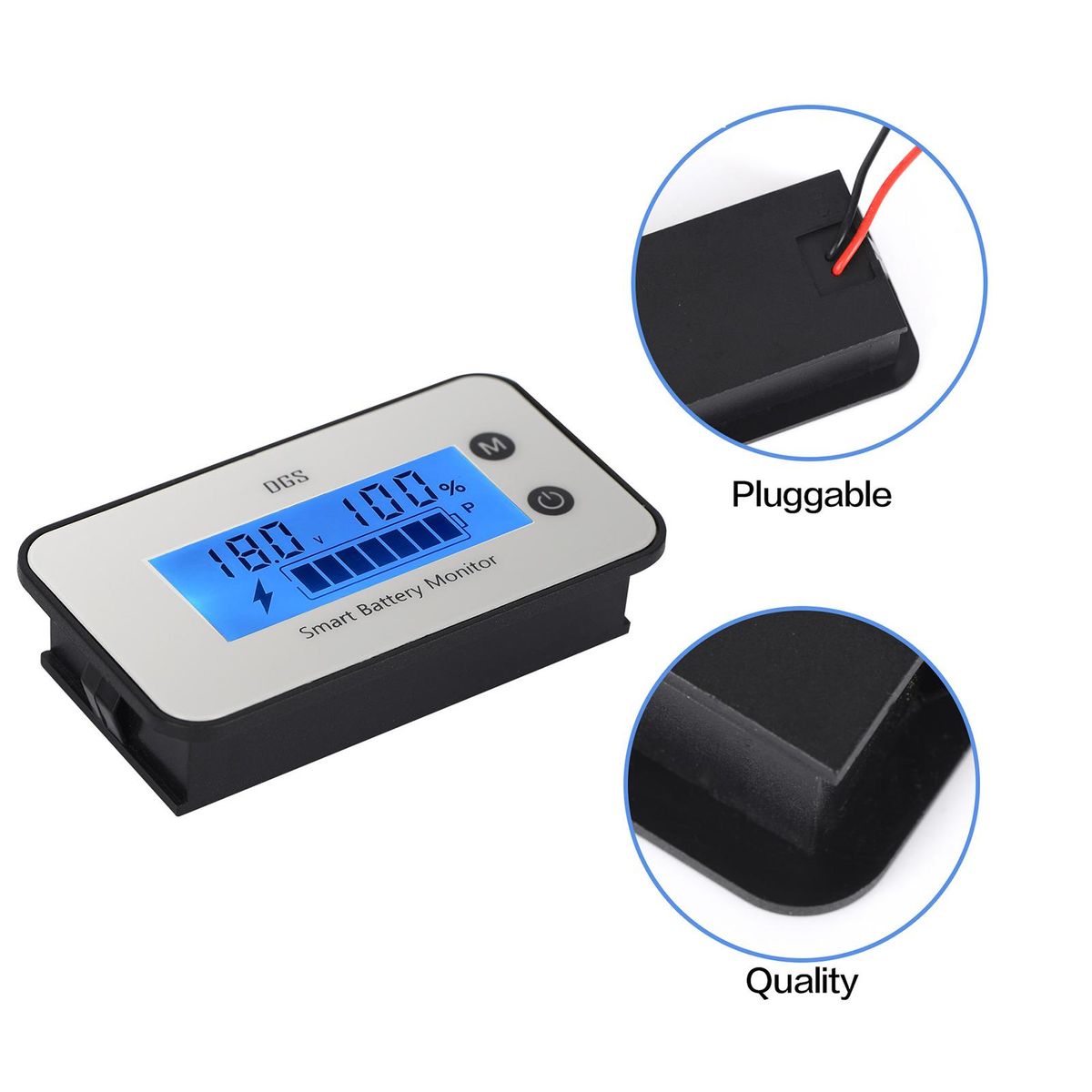 IPX7 Battery Capacity Monitor,DC 7-100V Battery Percentage Voltage Tester  12V 24V 36V 48V LCD Display Car Vehicle Marine RV Battery Power Indicator Panel