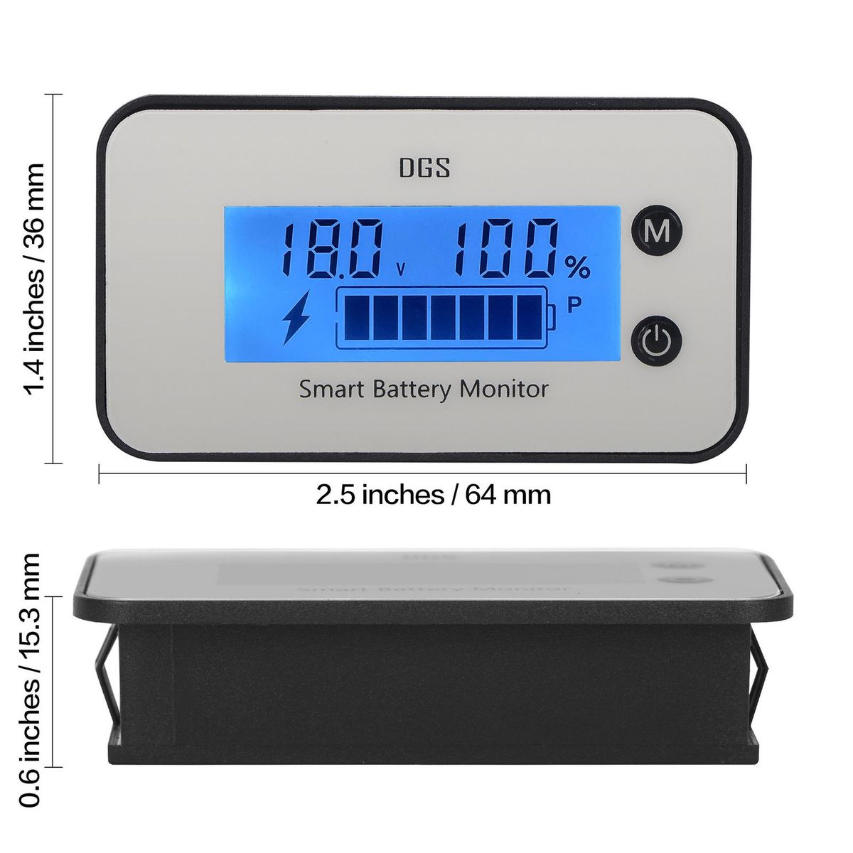 IPX7 Battery Capacity Monitor,DC 7-100V Battery Percentage Voltage Tester  12V 24V 36V 48V LCD Display Car Vehicle Marine RV Battery Power Indicator Panel
