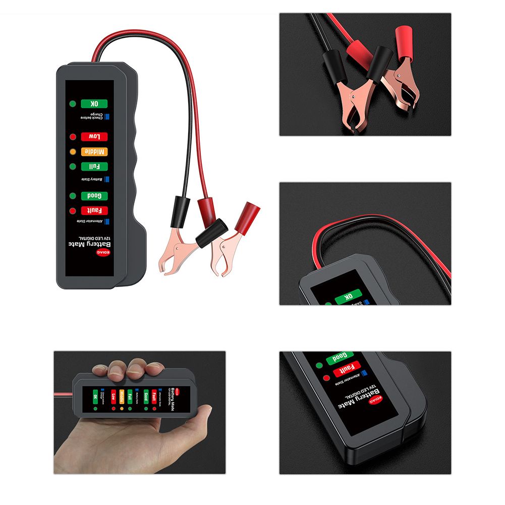 12V Car Battery Tester 6 LED Light Battery Alternator For