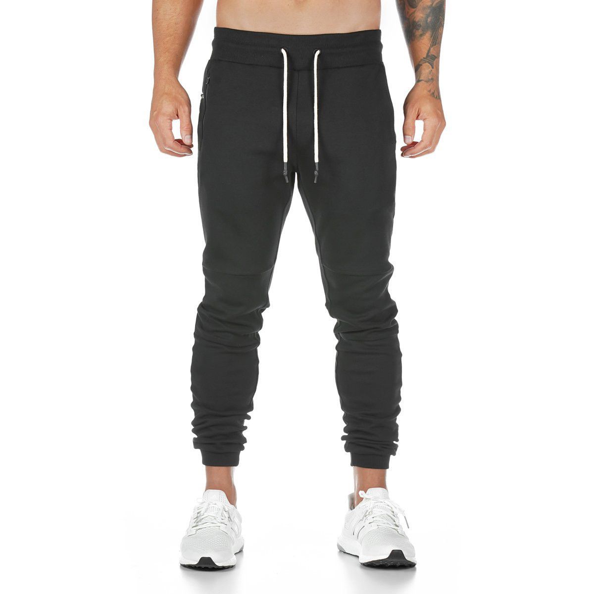 3pcs Men's Track Pants-Light Grey, Black, Green