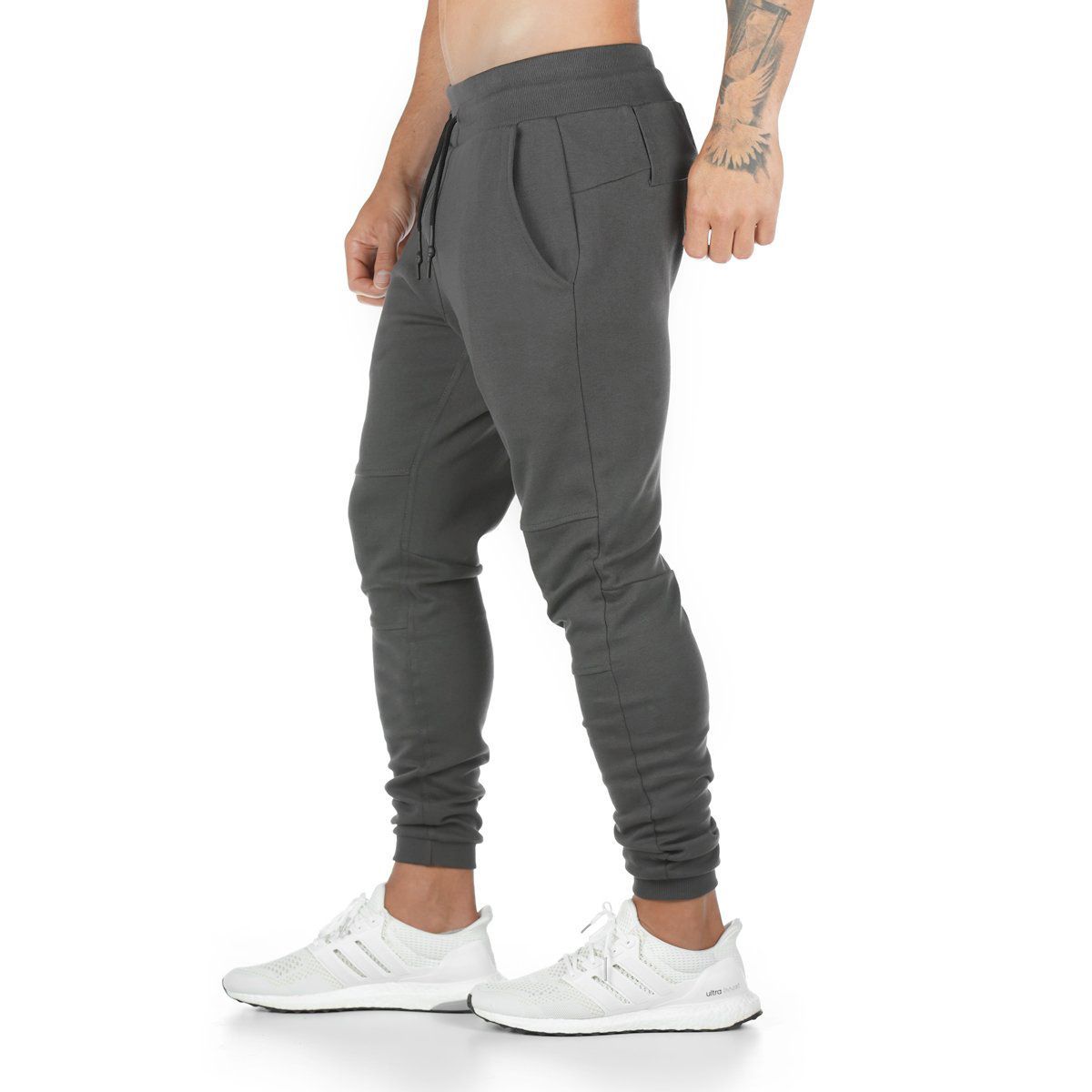 3pcs Men's Track Pants-Light Grey, Black, Green