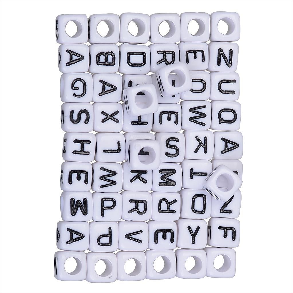 200pcs Mix Square Acrylic Alphabet Beads Charms Big Hole Diy 1 # 1 #