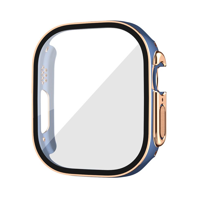(blue Rose Gold)Screen Protector Case For Apple Watch Series 8 Ultra 49mm Frame Bumper Iwatch 8ultra Glass+cover For Apple Watch Accessories RA