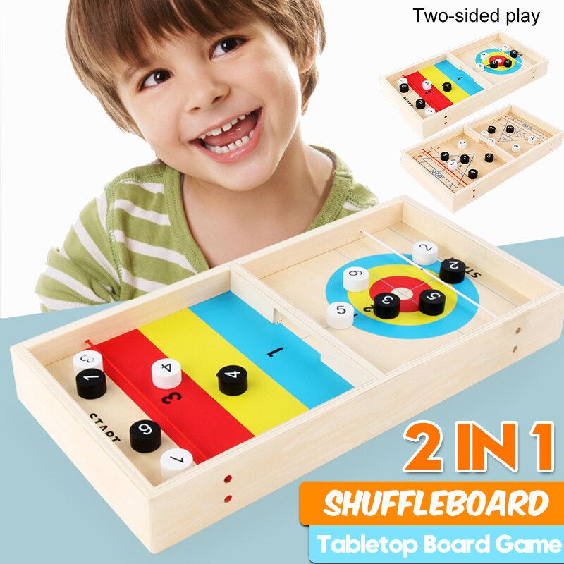 12 PCS 2 IN 1 2-Player Shuffleboard And Curling Tabletop Board Game Set For Children's Educational Toys