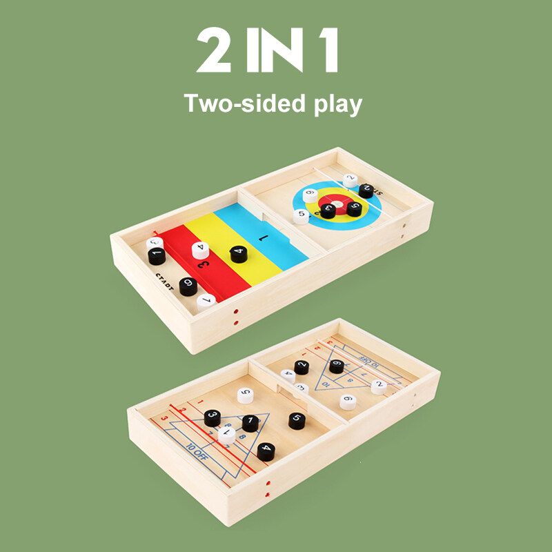 12 PCS 2 IN 1 2-Player Shuffleboard And Curling Tabletop Board Game Set For Children's Educational Toys